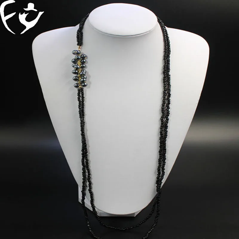 Новое черное ожерелье с бусинами мульти длинное ожерелье цепочка для свитера
