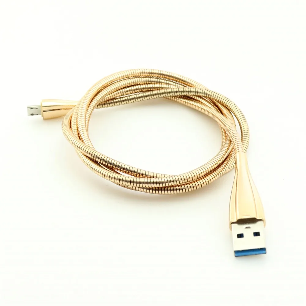 1 шт., 3 фута/1 м, USB 2,0 A, штекер Micro USB, 5 pin, штекер, гибкий, все металлические зарядки, синхронизация данных, Соединительный шнур