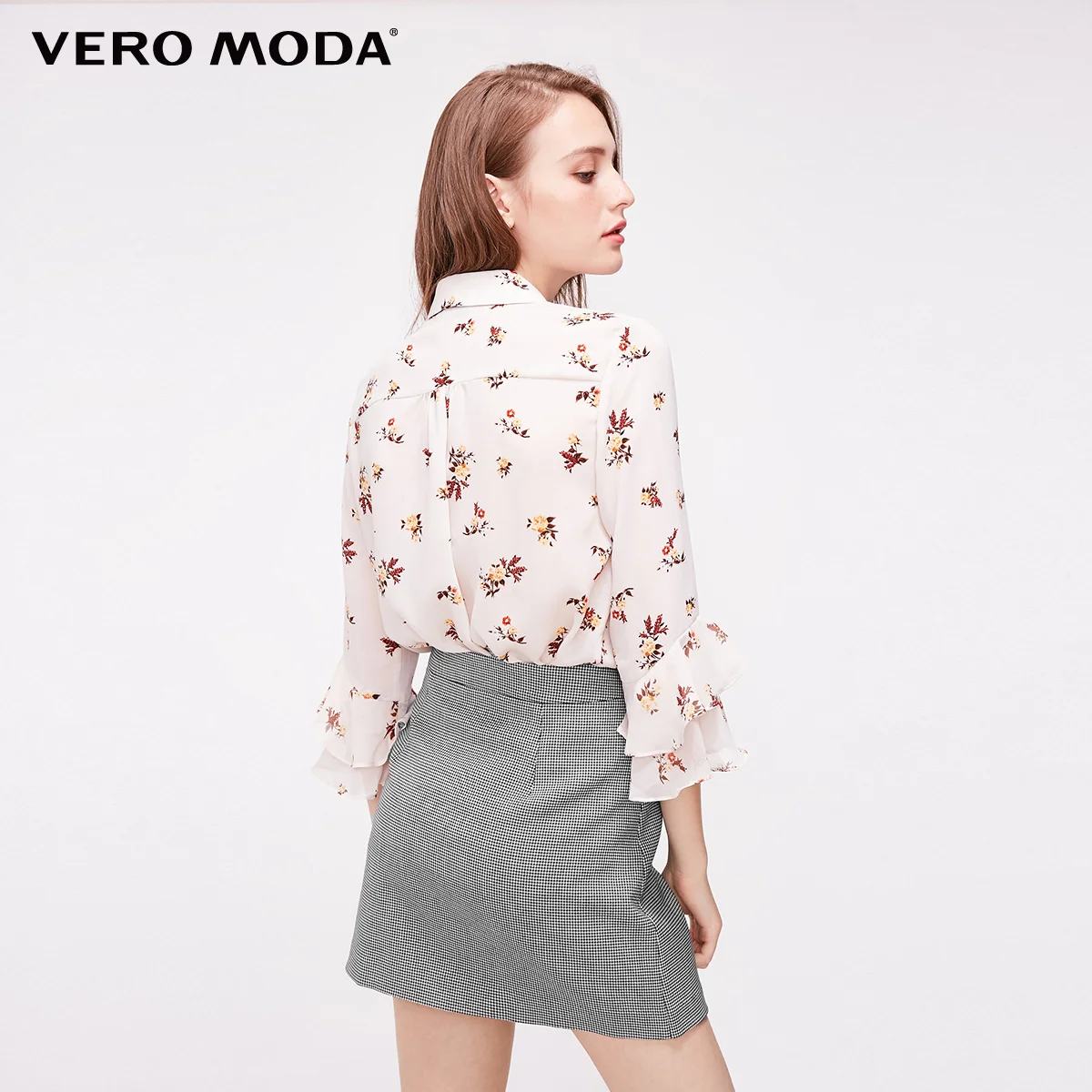 Vero Moda Women's Houndstooth Print Iron Ring Mini skirt | 318316505