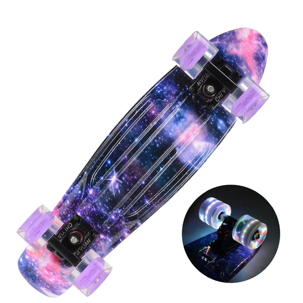 Графический скейтборд галактика фиолетовый синий пластик мини крейсер доска 2" X 6" Ретро лонгборд скейт доска