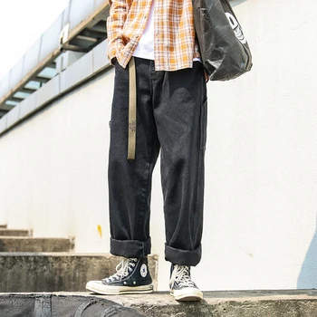 

Men Loose Casual Wide Leg Jeans Pant High Street Fashion Denim Trousers Male Streetwear Hip Hop Washed Straight Jeans Pant