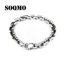 SOQMO, Ретро стиль, квадратная пряжка, мужской брендовый браслет, серебро 925 пробы, цепочка, браслет для мужчин или wo мужчин, хорошее ювелирное изделие 925