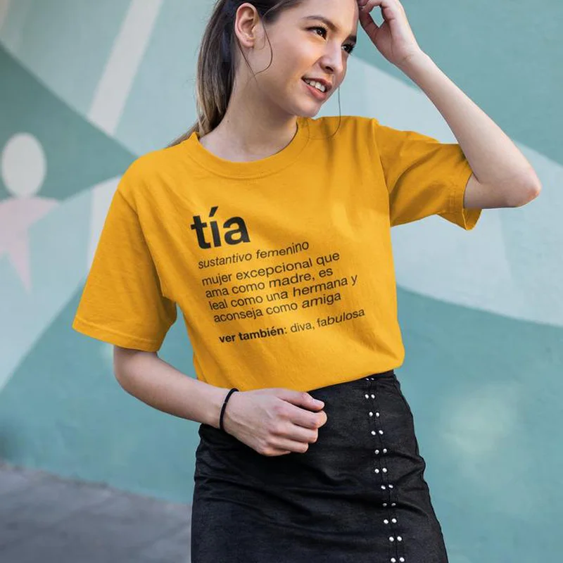 Tia Definition Женская забавная футболка испанская Titi Auntie унисекс футболка беременность женская повседневная с круглым вырезом Harajuku tumblr Топы