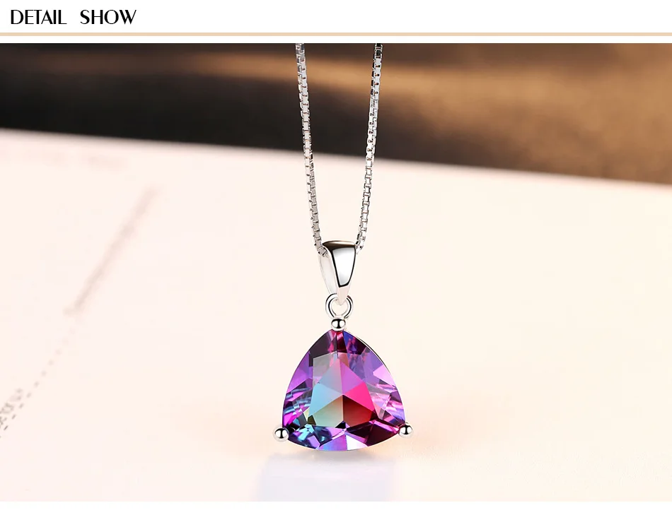 

Rainbow Stone Pendant S925 Sterling Silver Necklace Boutique Jewelry Female Jewelry GS03