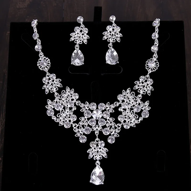 Youfir Bridal Austrian Crystal Necklace and Earrings Jewelry Set Gifts fit with Wedding Dress (1)