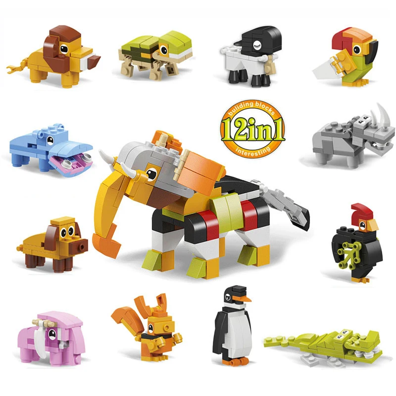 

Animal Series Model Figures Building Blocks Set Model 12in1 Bricks kits Bricks Toys Compatible With Legoed