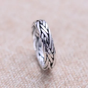 

925 Sterling Silver Jewelry Vintage Silver double braided men and women ring
