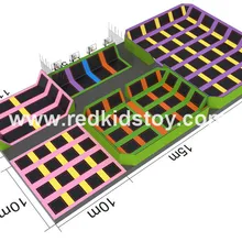 Лучший китайский парковый батут, сертифицированный CE, большой крытый батут для детей и взрослых, безопасный крытый батут, HZ-LG003