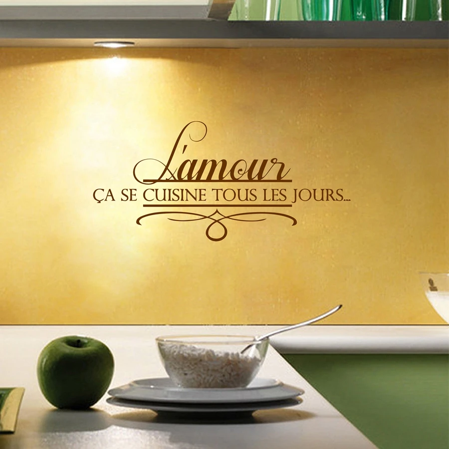 Love Home French Kitchen Wall Stickers , Kitchen Decorative Quotes Vinyl Wall Stickers French Home Modern Decoration