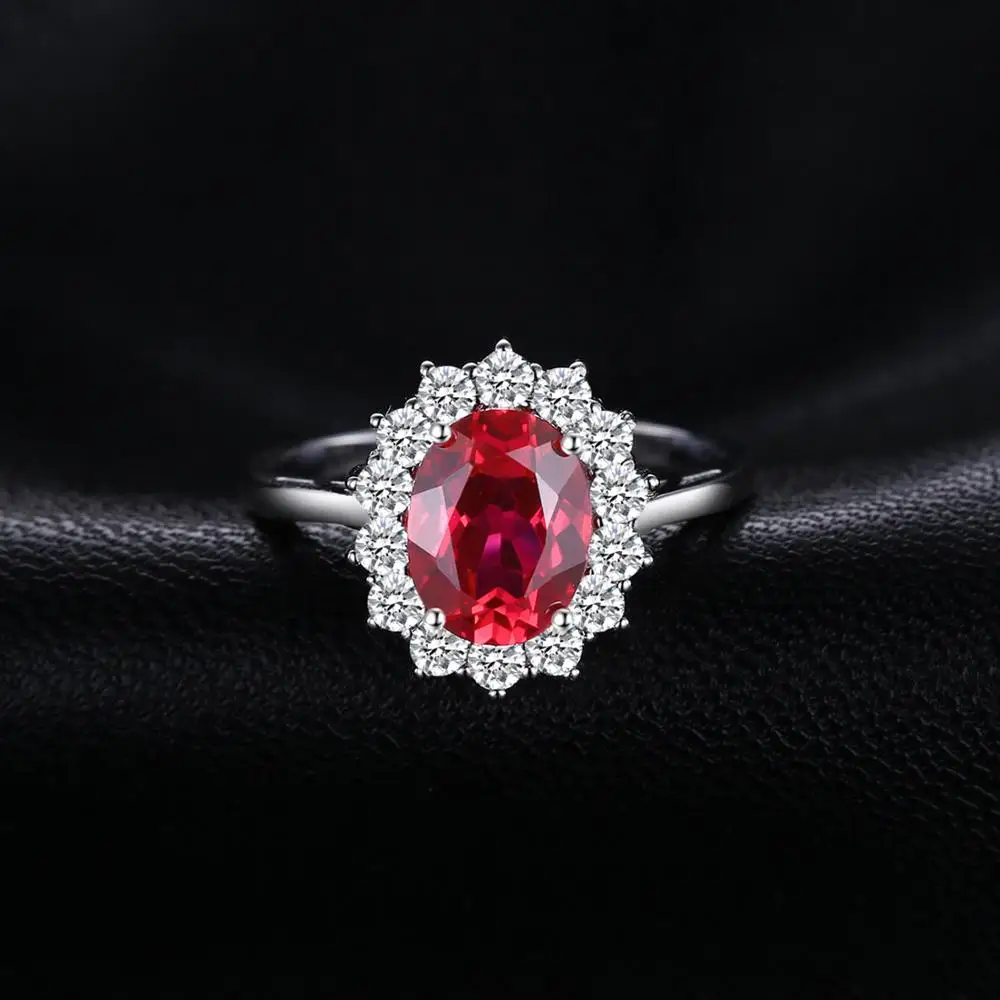 Jewelrypalace Принцесса Диана Уильям Обручение свадебные красные рубиновое кольцо Set чистого твердого натуральная 925 пробы Серебряные ювелирные изделия