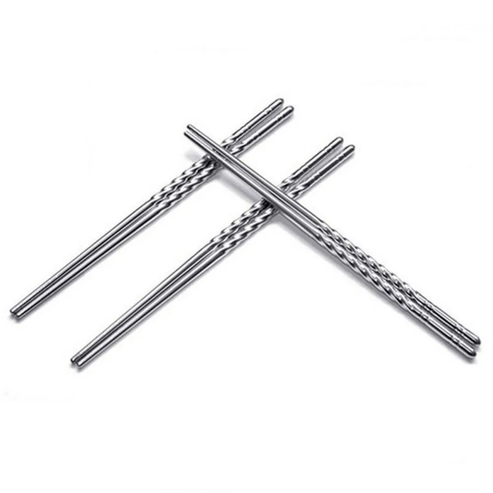 1 Pairs Stainless Steel Chopsticks Anti skip Thread Style Durablein