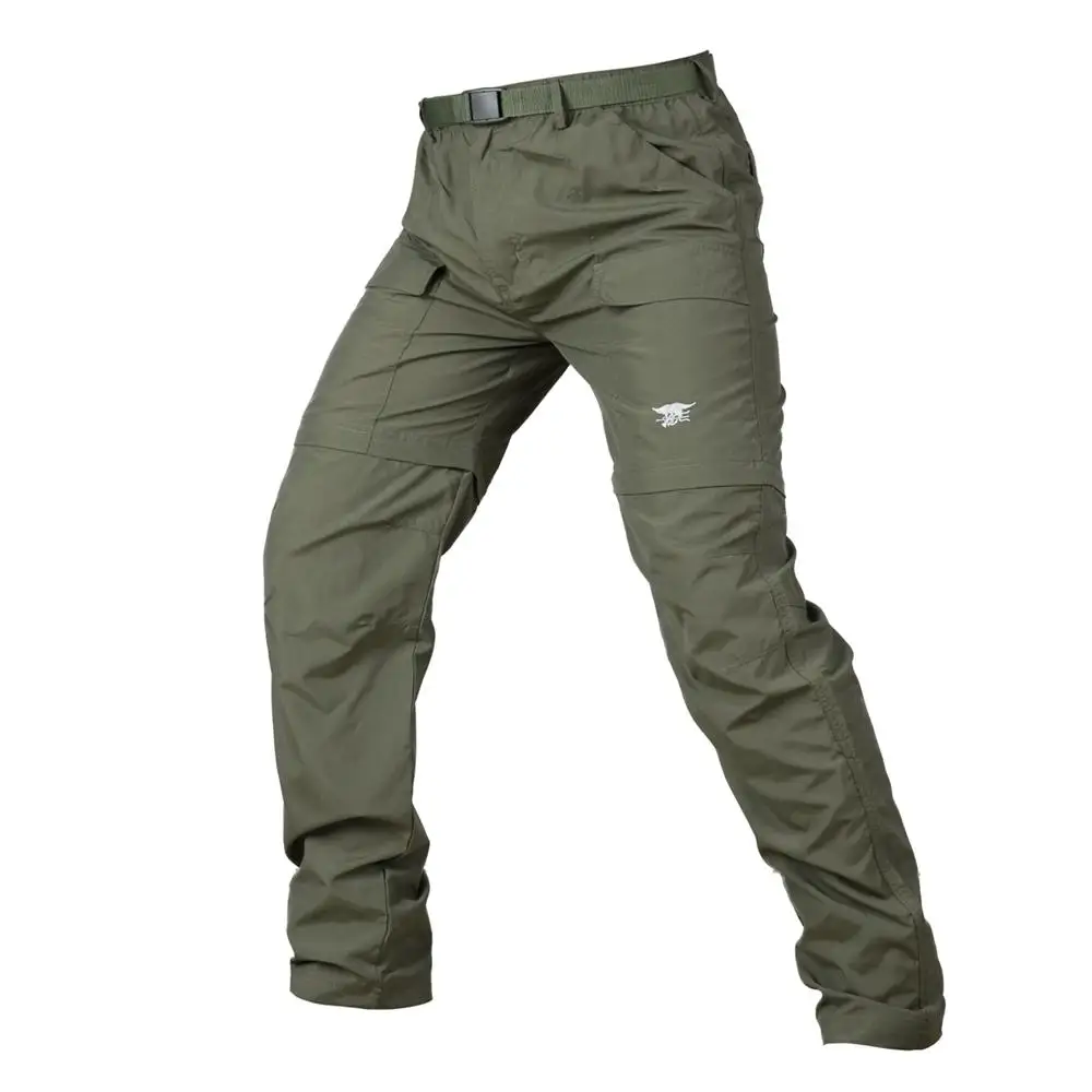 Мужские летние повседневные тактические камуфляжные штаны, Мужские Съемные водонепроницаемые короткие брюки, армейские зеленые мужские быстросохнущие брюки-карго с карманами - Цвет: 2