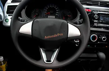 

For Honda City 2014 2015 2016 Chrome Interior Steering Wheel Cover Trim 3pcs Decoration