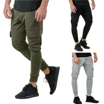 

Casual Men's Slim Fitness Urban Straight Leg Trousers 2019 New Solid Pocket Pencil Jogger Cargo Long Pants M-3XL