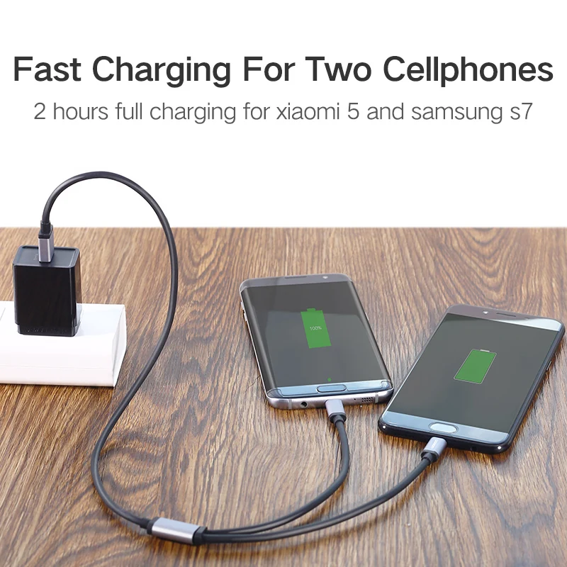Ugreen 2 في 1 USB C كابل لسامسونج غالاكسي S10 s9 Plus 2.4A كابل USB صغير للشحن السريع لأحد زائد 6 5 المحمول كابلات الهاتف