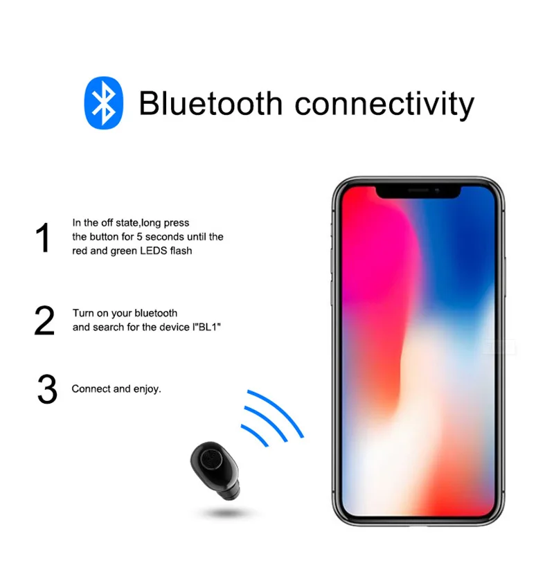 Беспроводные Bluetooth наушники для Xiaomi Redmi Note 7 Pro 6 5 7a 6a 5a K20 Pro, одиночные наушники с микрофоном, наушники, внешний аккумулятор, гарнитура