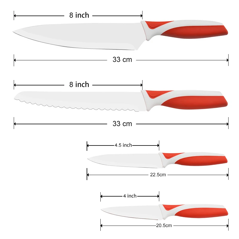 UPSPIRIT, кухонные ножи из нержавеющей стали, 4, 4,5, 8 дюймов, нож шеф-повара для хлеба, многофункциональный нож для очистки овощей, ножи для фруктов, комплект японских ножей