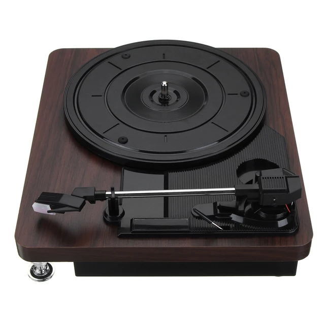 Record Player 33RPM Antique Gramophone Turntable Disc Vinyl Audio RCA R/L 3.5mm Output Out USB DC 5V Wood Color