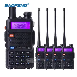 (4 шт.) baofeng UV5R 5 Вт двухдиапазонный УКВ ручной CB радио рации с динамик радиолюбителей Communicator КВ трансивер