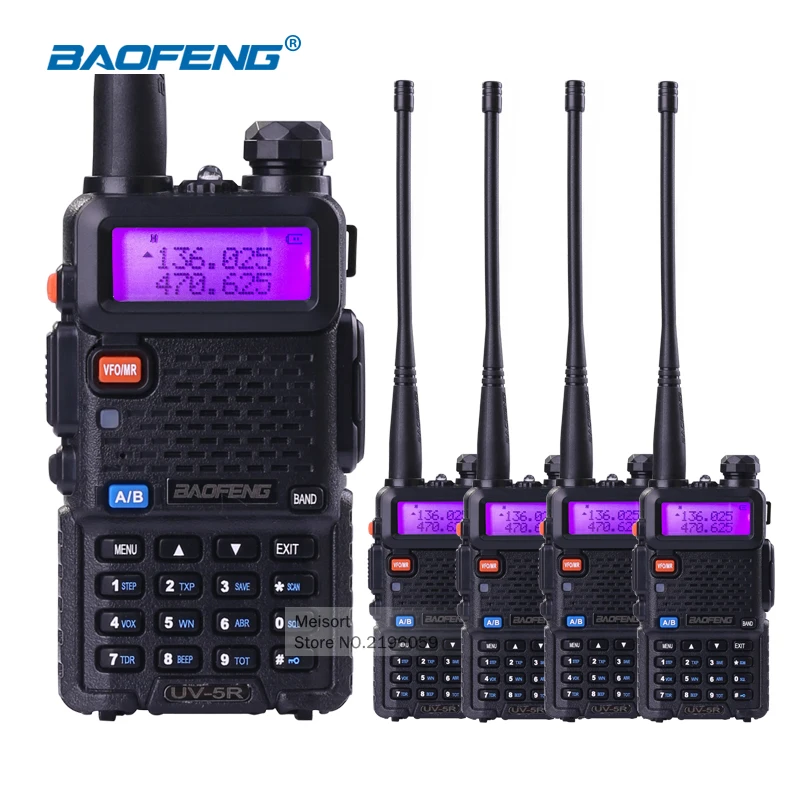 (4 шт.) Baofeng UV5R 5 Вт двухдиапазонный УКВ портативная CB переносная радиоаппаратура с