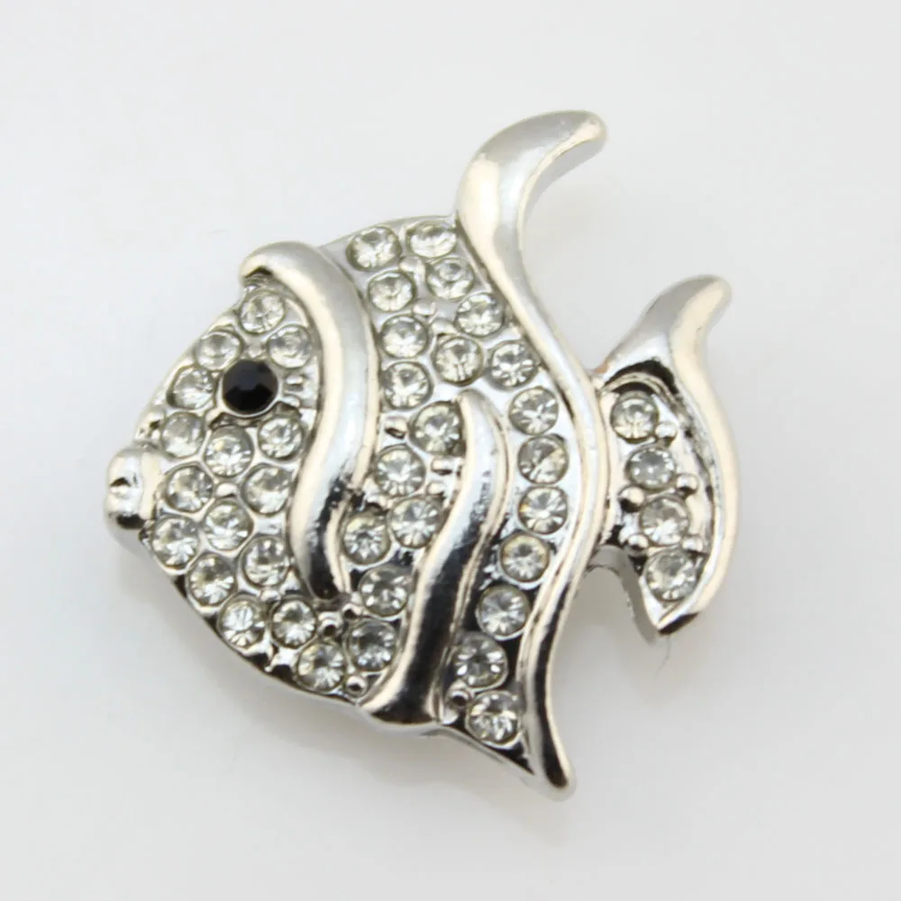 Interchangeable Jewelry Accessory With White Crystal Fish Snap Buttons Jewelry 10pcs/lotin