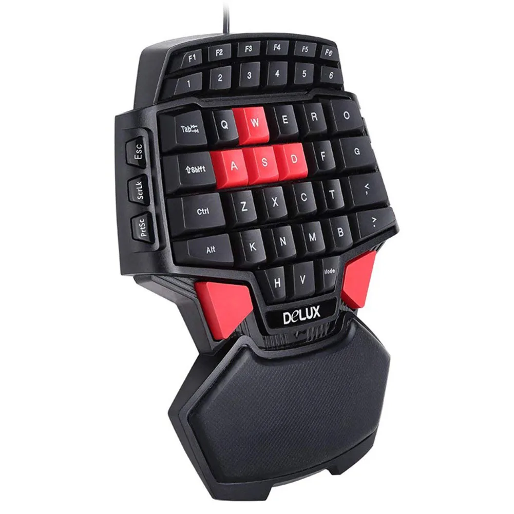 Delux T9 игровая клавиатура 47 клавиш Проводная USB с одной рукой двойная пробел для