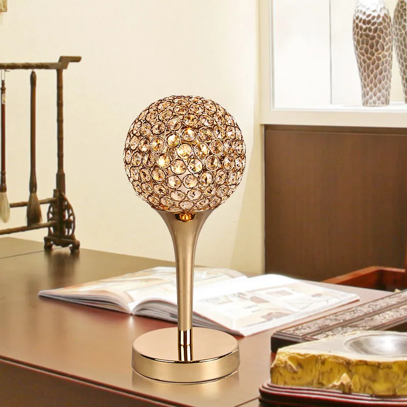 Modern Crystal Bedroom Bedside Table Light Golden Chrome Bar Counter Desk Lighting Fixture Creative Study Room Desk Light Modern Crystal Bedroom Bedside Table Light Golden Chrome Bar Counter Desk Lighting Fixture Creative Study Room Desk Light