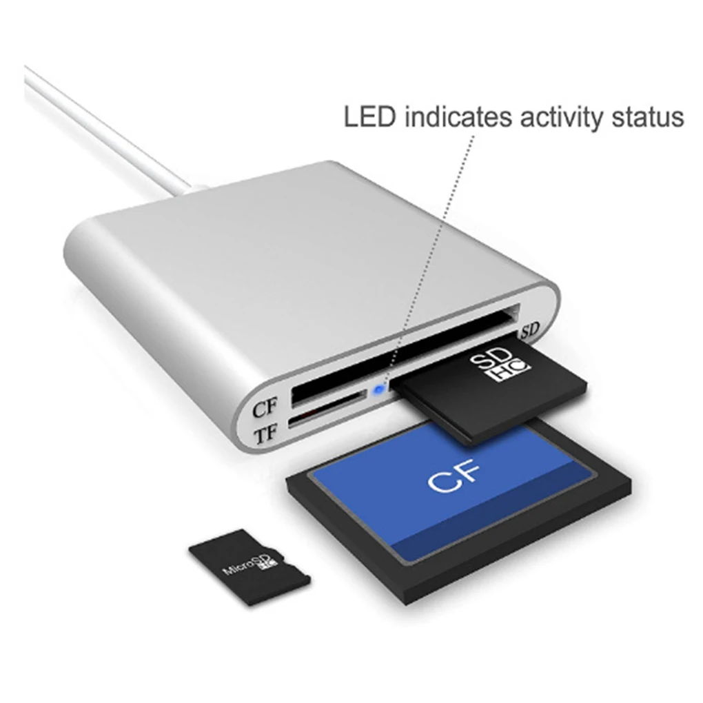 Новое поступление телефон камера CF SD TF памяти Высокоскоростная карта USB 3,0 Алюминий сплав чехол Card Reader 20 см соединительный кабель