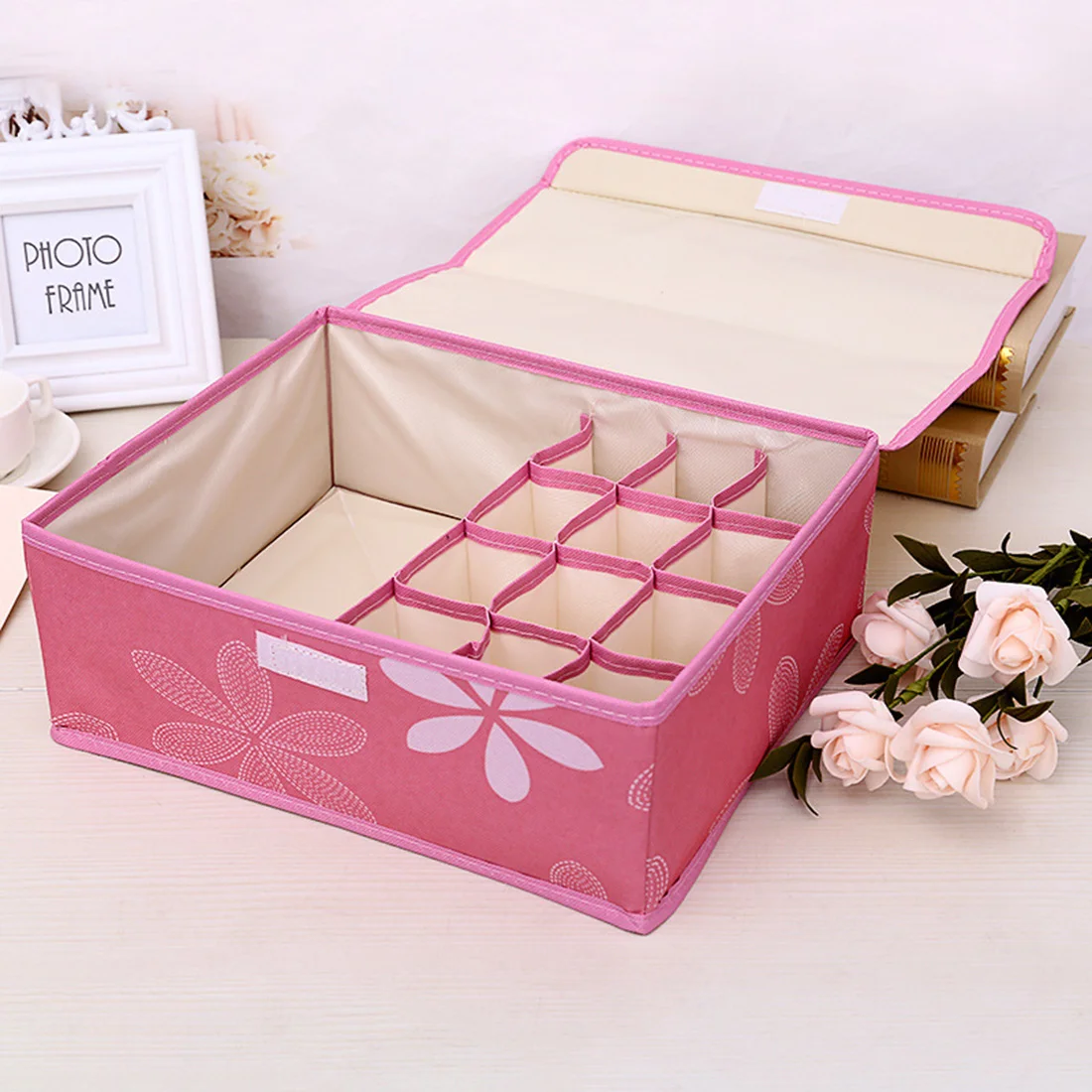13 Grid Underwear Bra Organizer Storage Boxes Blue Pink Color Drawer