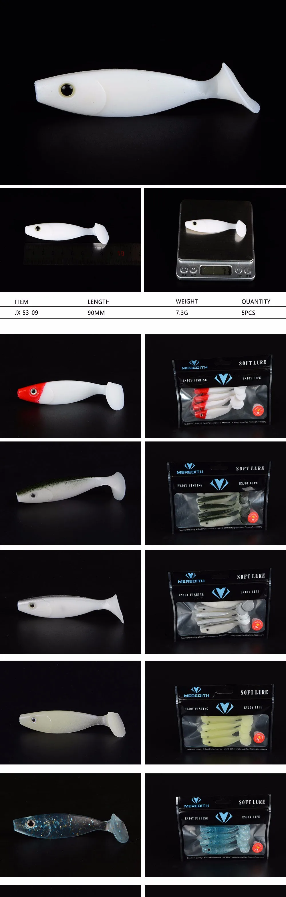 Розничная, популярная модель рыболовной приманки от магазина MEREDITH, JX53-09, 90мм, мягкая приманка для рыбалки, мягкая качественная наживка