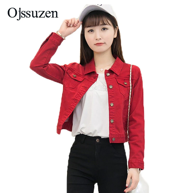 red jean jacket womens