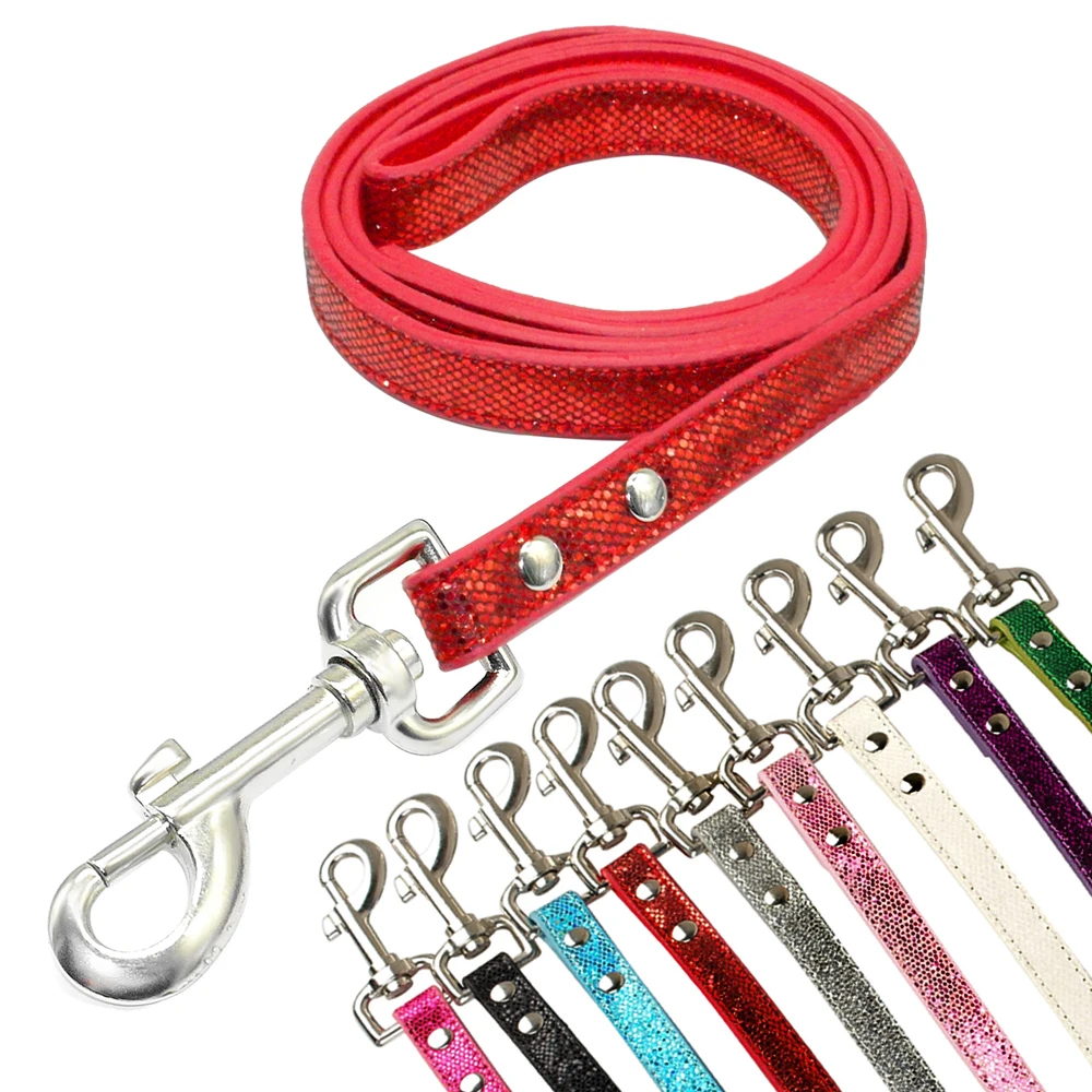 

120cm Pu Leather Dog Leash Bling Dog Leashes Leads Puppy Pet Walking Leads Rope for Small Medium Dogs Cats Chihuahua Yorkie