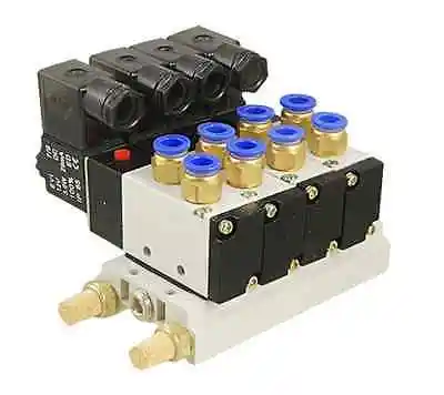 

DC 12V Single Head 2 Position 5 Way 4 Pneumatic Solenoid Valve with Base