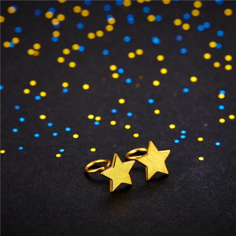

Solid 24K Yellow Gold Earrings 999 Gold Five Star Stud Earrings 2.65g