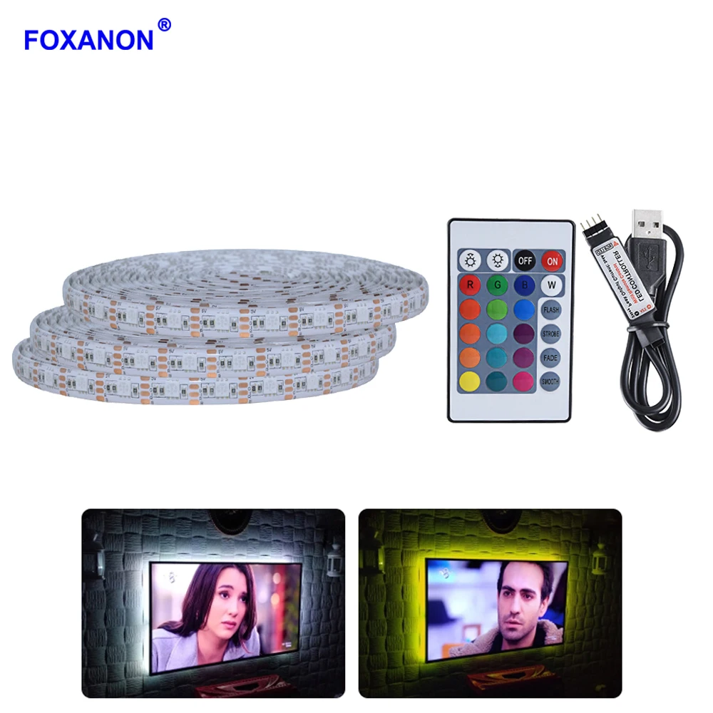 

5V USB Cable LED strip light lamp SMD 5050 2835 50cm 1m 2m 3m 4m 5m Christmas Flexible led Stripe Lights TV Background Lighting
