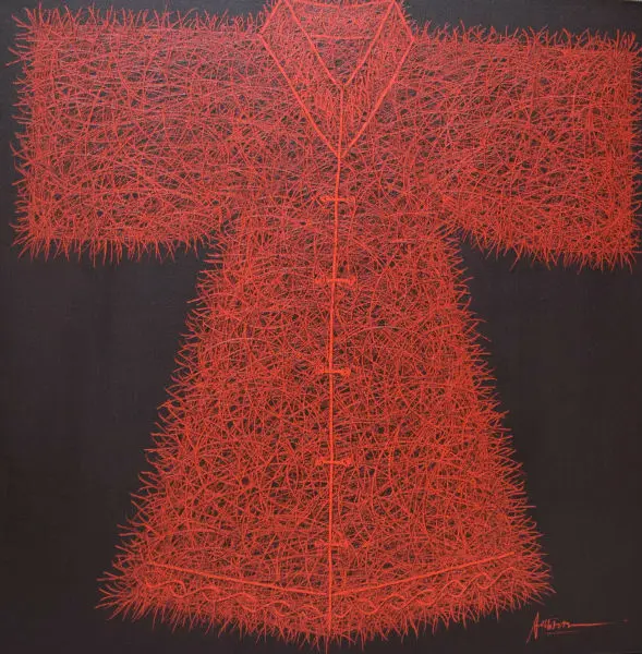 Hand Painted Oil Canvas Painting Palette Knife Net Shape Chinese Ancient Clothes Oil Painting Wall Art Picture for Living Room