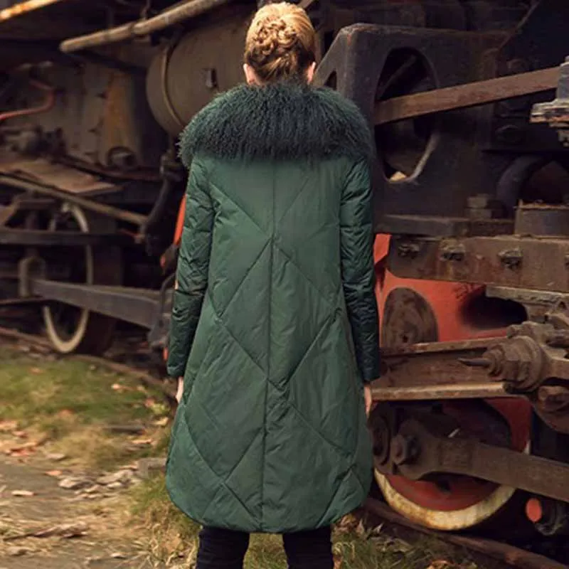 Women Winter Long Jacket Loose Plus Size 4XL Padded Parka Korean A Style Winter Coats Women Fur Collar Thick Cotton Jackets AS017 (7)