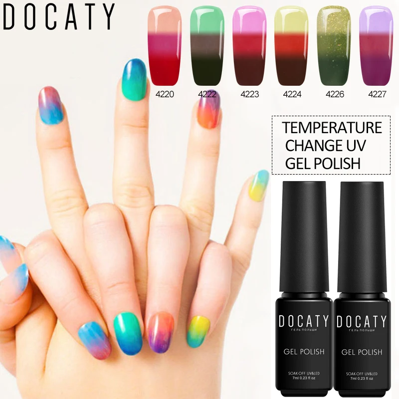 

Docaty Mood Changing Gel Nail Polish Hybrid Acrylic LED UV Gel Lacquer 7ML Thermal Temperature Change Color Gel Varnish Set