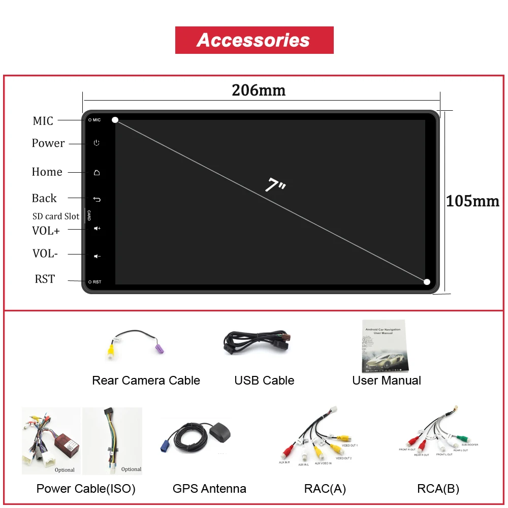 Excellent Bonroad 7" Android 8.1 Car Multimedia Player For Mitsubishi outlander lancer asx car audio video stereo GPS Navigation radio 4