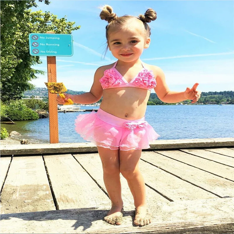 Купальник бикини с круглым вырезом без рукавов кружевом|outfit set|outfit set girlkids girls outfits
