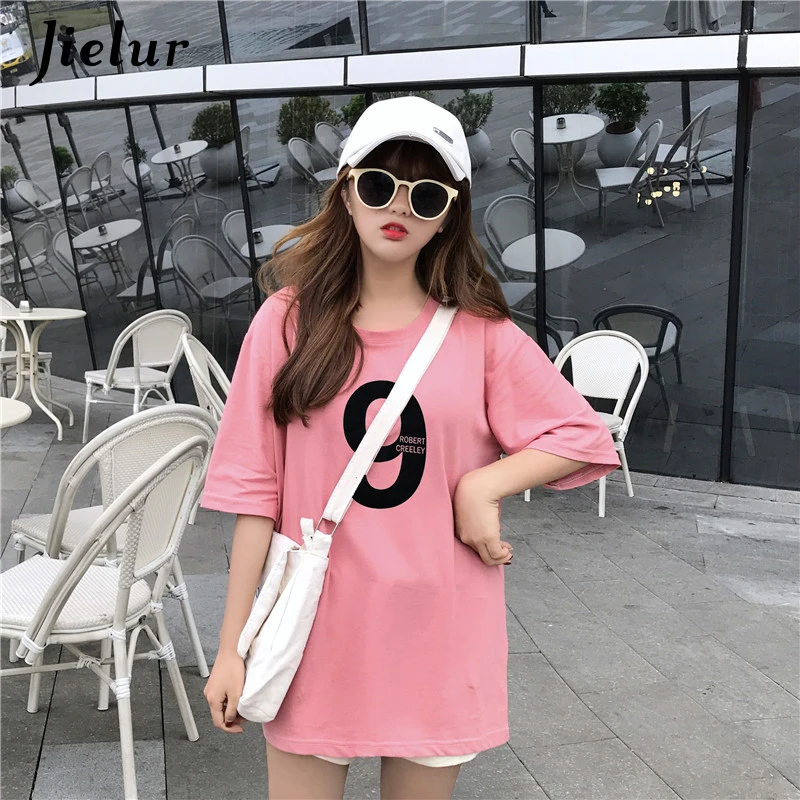 Jielur Harajuku футболка женская 2019 Лето короткий рукав 9 с буквенным принтом летний