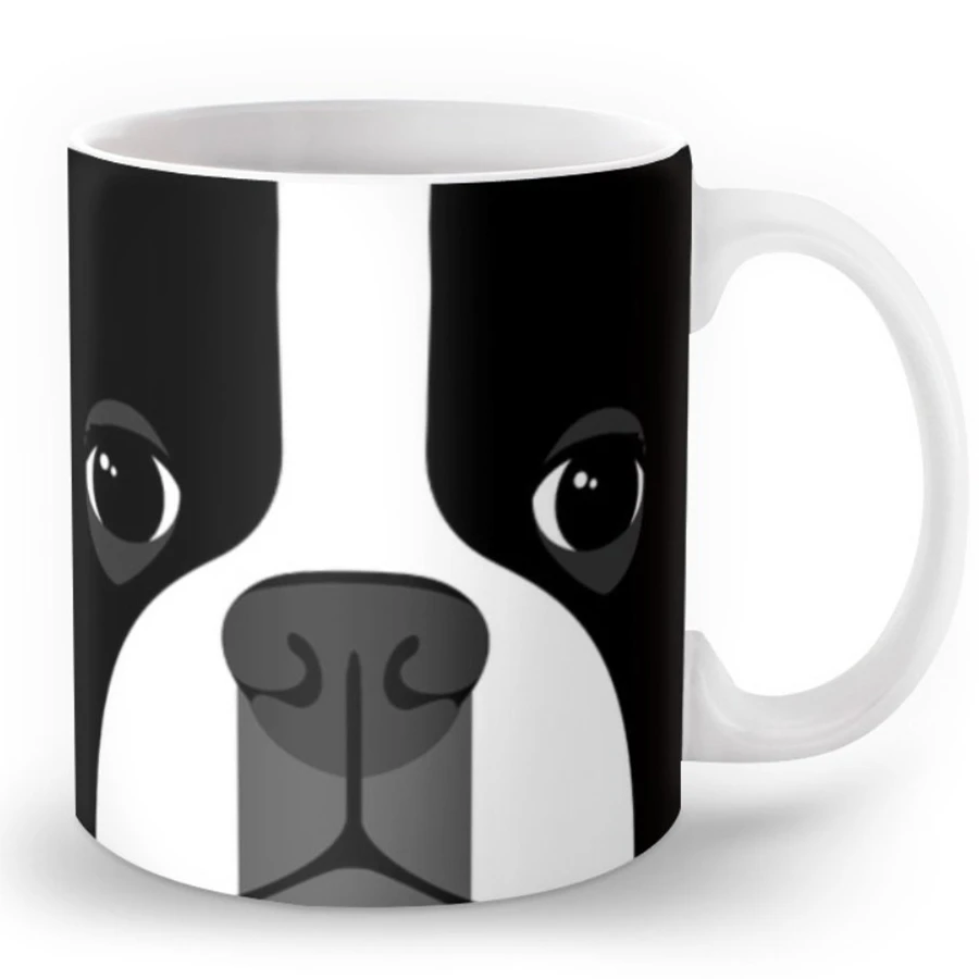Enjoying a cup with my pup Boston Terrier Becher mit geometrischem Hund DE 