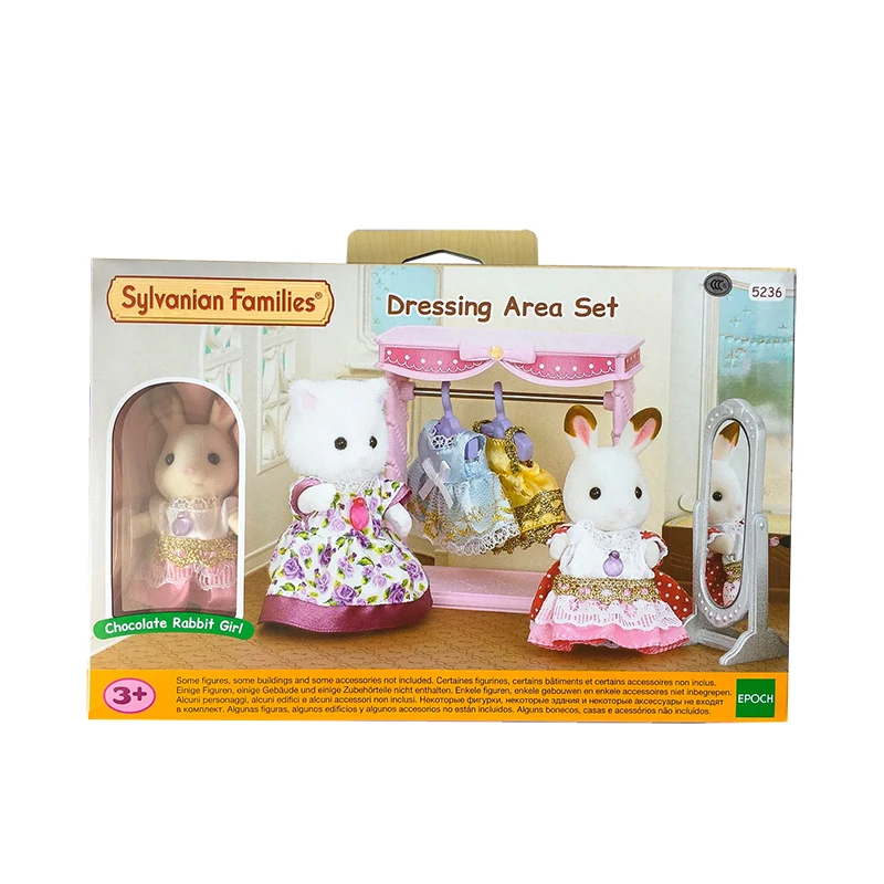 Sylvanian Families кукольный домик гардеробной комплект примерочную w/кролика рисунок и платье; 2 штуки Playset#5236