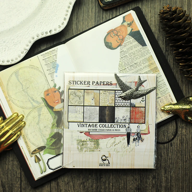 

10pcs/set Viantage map love letter retro mixed old newspaperstrans translucent Decorative Sticker DIY Scrapbooking Label Sticker