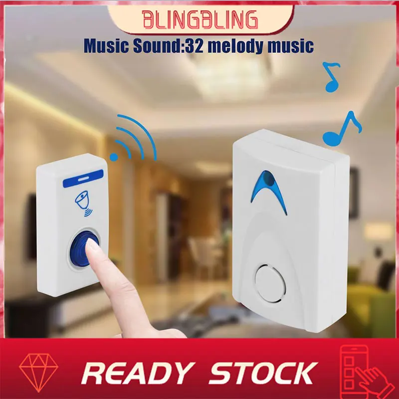 

Portable 32 Tune Songs Wireless Digital Doorbell for LED Home Security for Apartment Wireless Door Bell Indoor Office