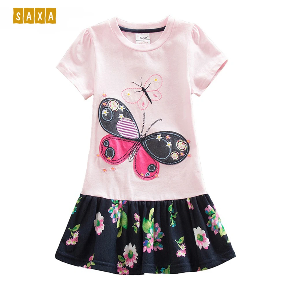 

Girl dresses NEAT 100% cotton Baby girl clothes butterfly embroidery pattern print Girls' Clothing Princess Party Dresses SH5460