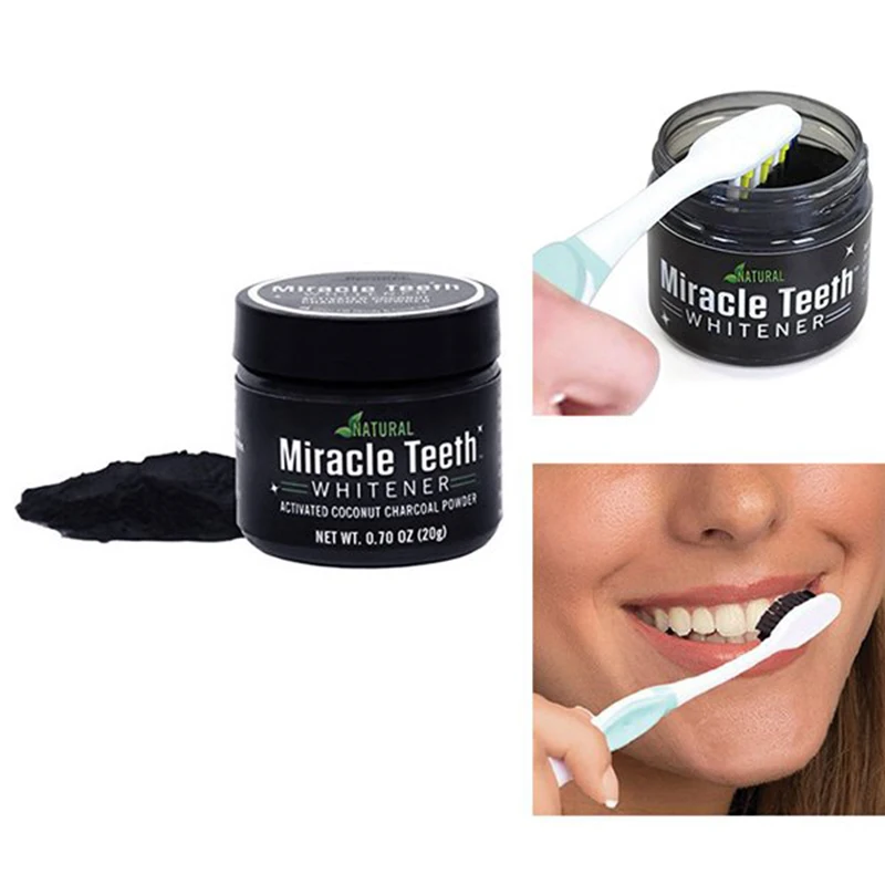 Черный порошок для чистки зубов с активированным углем чудо-зубы естественная активность для чистки зубов порошок белый бамбуковый древесный уголь стоматология