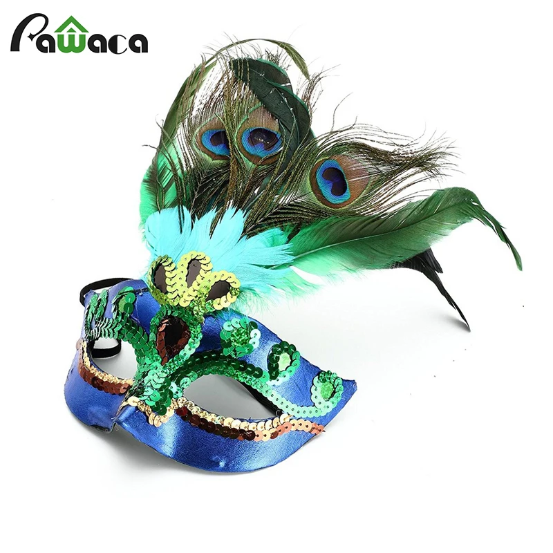 

Party Mask Woman Female Masquerade Masks Luxury Peacock Feathers Half Face Mask Party Cosplay Costume Halloween Venetian Mask