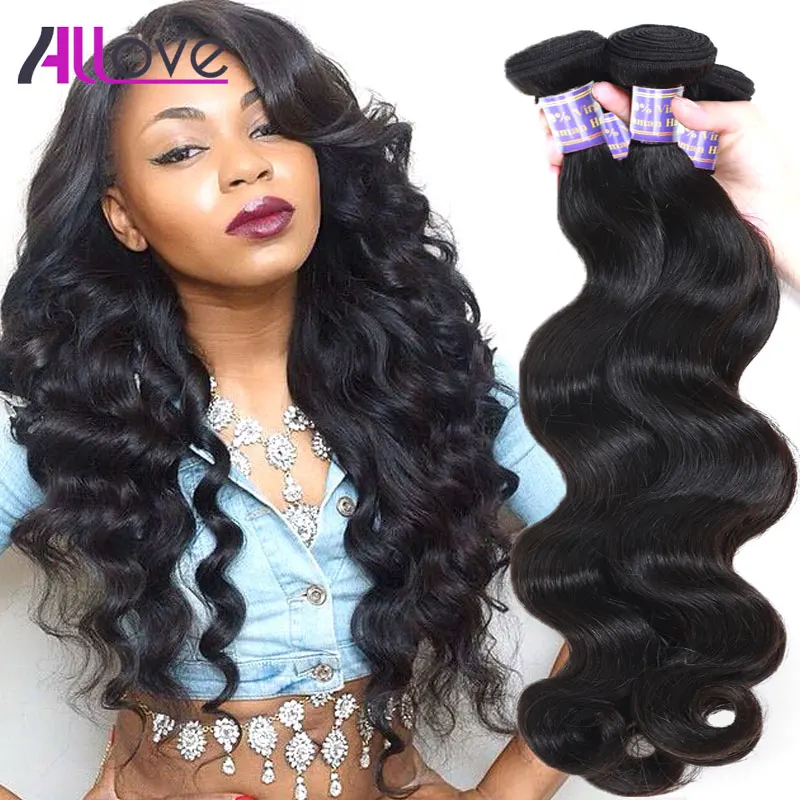 Indian Virgin Hair 4 Bundles Indian Body Wave Allove Hair Products 7A Unprocessed Human Virgin Hair Indian Hair Weave Bundles
