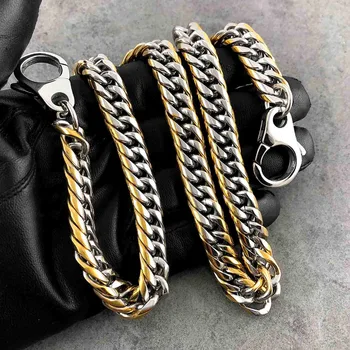 

12mm Tow Tone Polished Stainless Biker Wallet Chain Pants Jeans chain